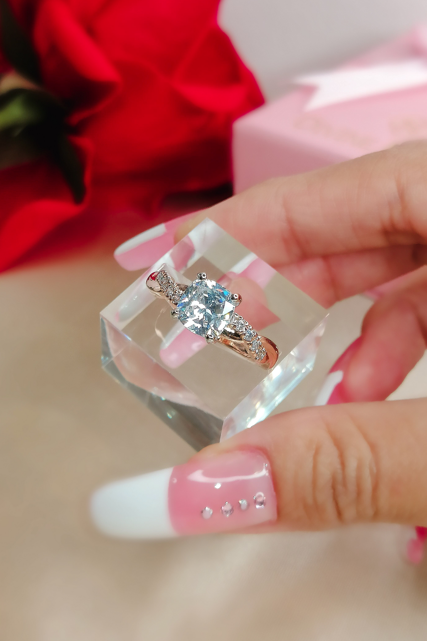 Anelli solitari Fairy Tales in argento sterling 925 placcato oro 18 carati