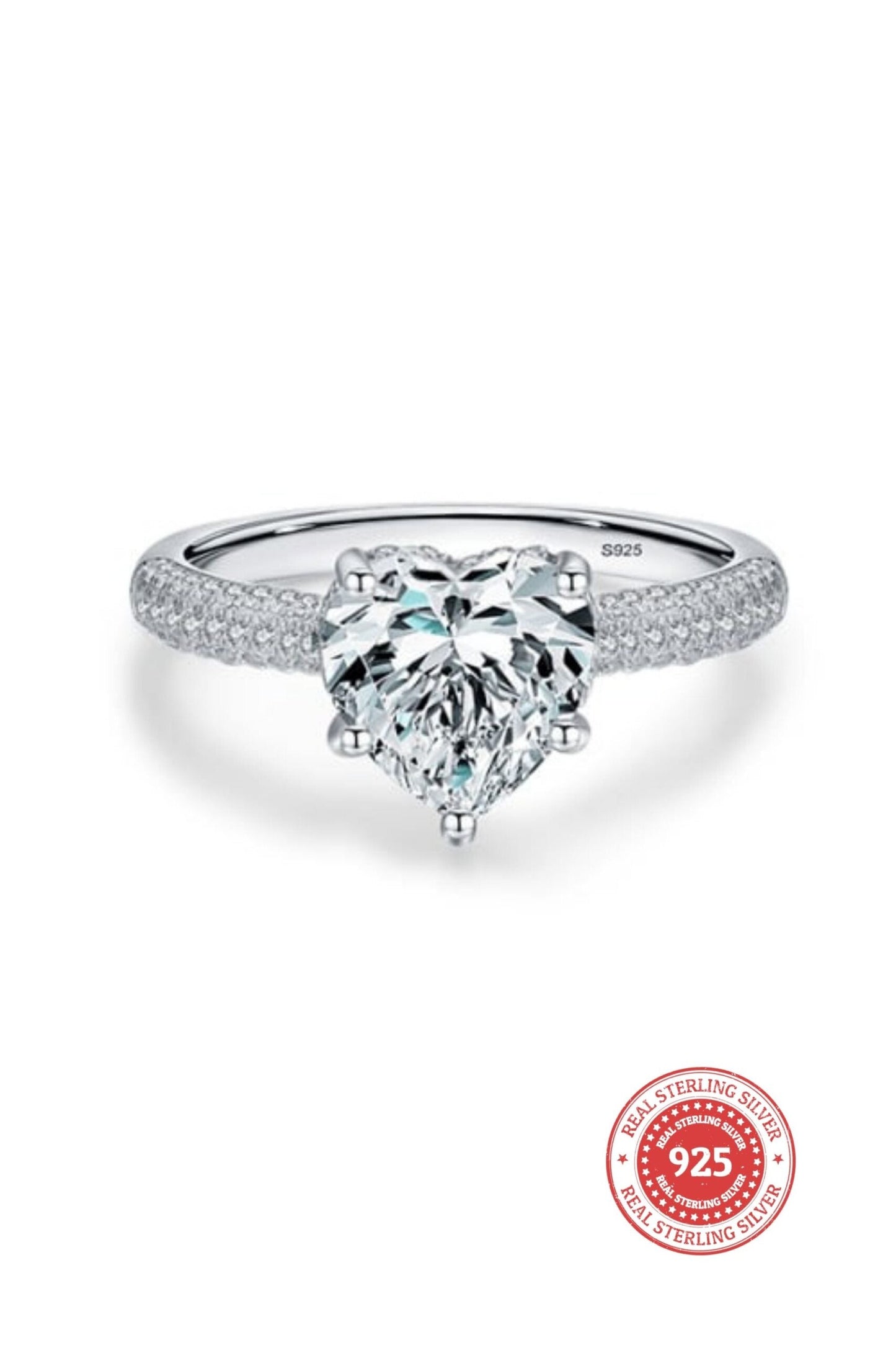 Anello in argento sterling 925 e placcato oro 18 carati con cuore di ghiaccio tritato