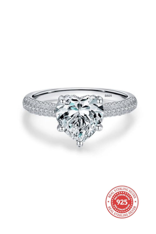 Anello in argento sterling 925 e placcato oro 18 carati con cuore di ghiaccio tritato