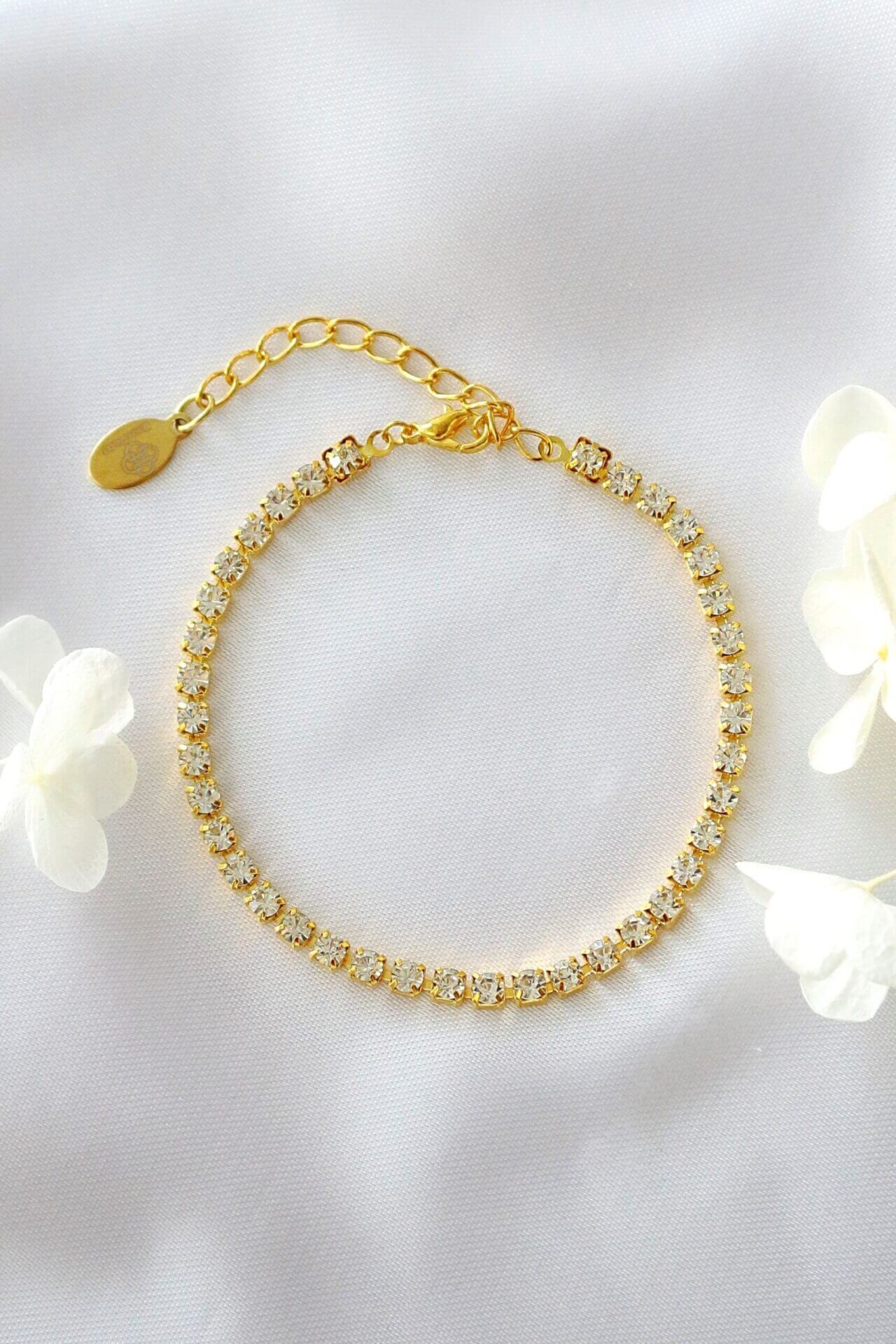 Bracciale con maglie in zirconia cubica da 18 carati