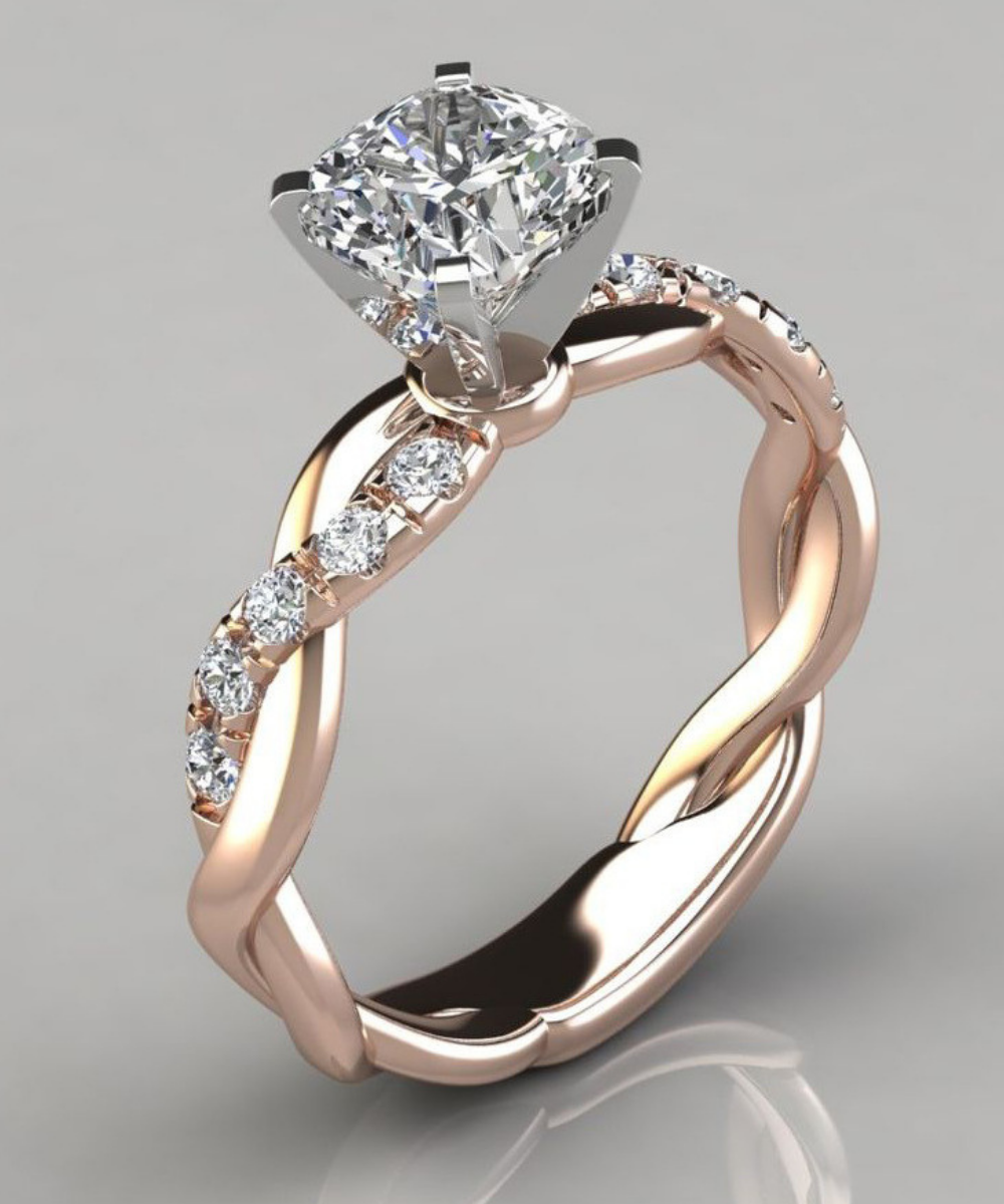 Anelli solitari Fairy Tales in argento sterling 925 placcato oro 18 carati