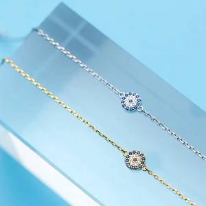 Braccialetti con maglie in cristallo blu in argento sterling 925 per donna