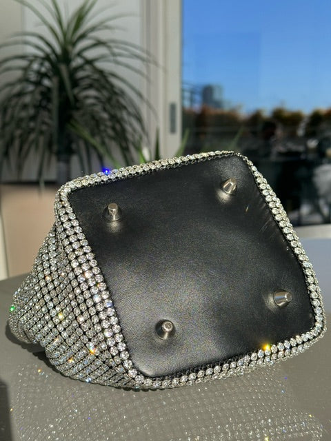 Borsa a mano di lusso con strass per donna