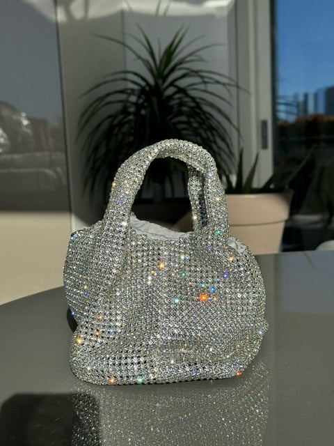 Borsa a mano di lusso con strass per donna