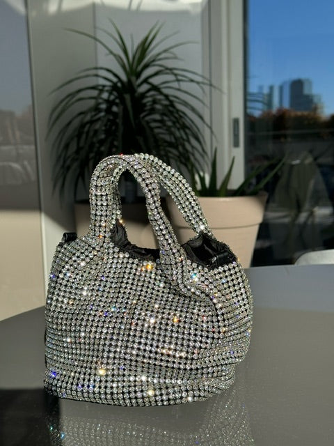 Borsa a mano di lusso con strass per donna