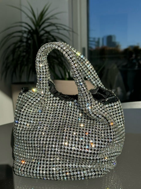 Borsa a mano di lusso con strass per donna