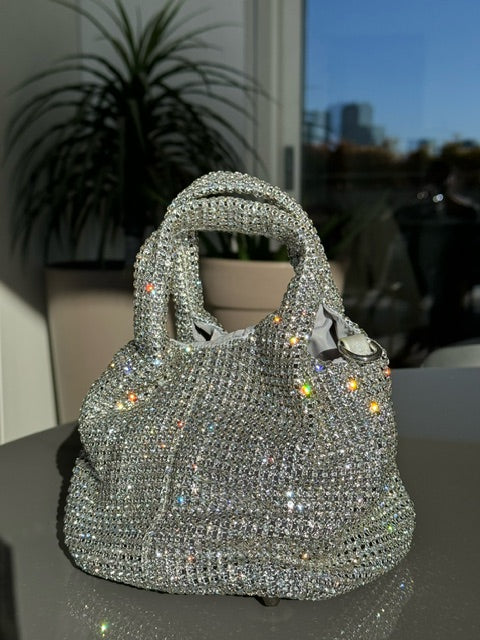 Borsa a mano di lusso con strass per donna