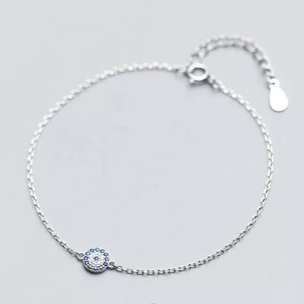 925 Sterling Silver Blue Crystal Link Bracelets for Wome