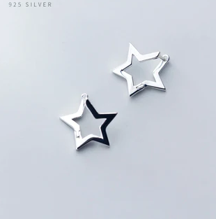 Orecchini a cerchio con stella irregolare minimalista per donna, in argento sterling 925