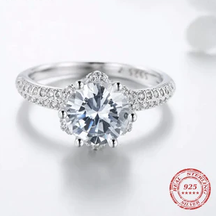 2023 Nuova moda classica anello di nozze in argento sterling 925 solido gioielli in zircone CZ anelli di fidanzamento per le donne regalo