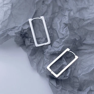 925 Sterling Silver Fashion Design Rectangle Hoop Earrings Simple Luxury Earring for Women