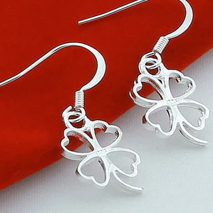 Orecchini pendenti a forma di quadrifoglio in argento sterling 925, per donna, per matrimonio, fidanzamento, moda, festa, gioielli con ciondolo
