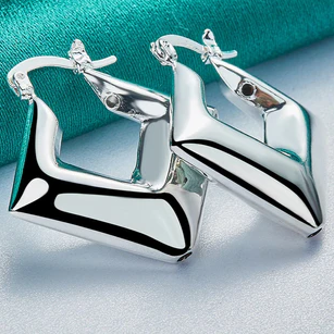 Orecchini in argento sterling 925 a forma di stella, quadrati, cerchi lisci, per donna, regalo per feste, gioielli alla moda, ciondoli per matrimonio e fidanzamento