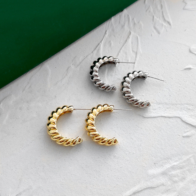 Twisted Twist Half Circle C-shaped Earrings