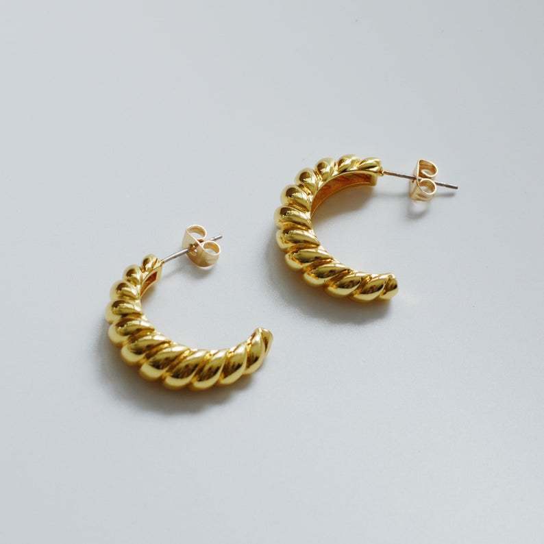 Twisted Twist Half Circle C-shaped Earrings
