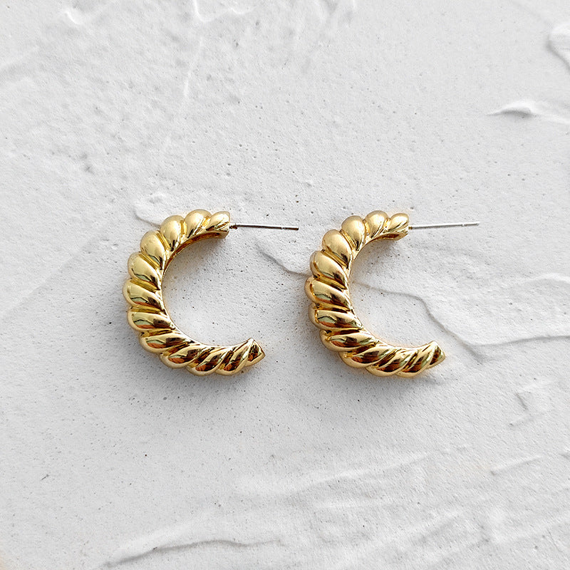 Twisted Twist Half Circle C-shaped Earrings
