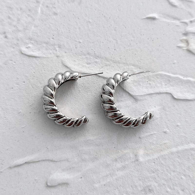 Twisted Twist Half Circle C-shaped Earrings