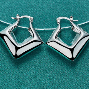 Orecchini in argento sterling 925 a forma di stella, quadrati, cerchi lisci, per donna, regalo per feste, gioielli alla moda, ciondoli per matrimonio e fidanzamento
