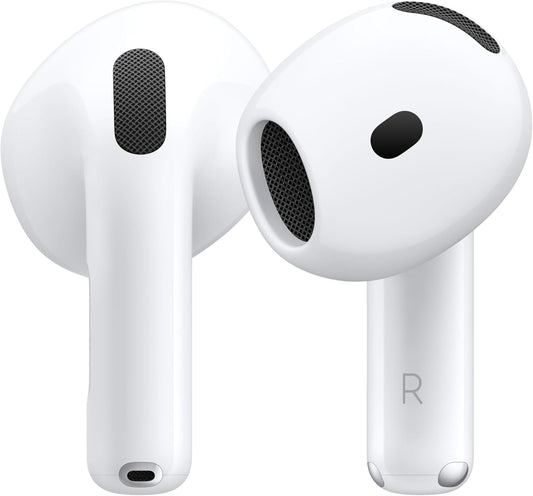 Apple AirPods 4 con cancellazione attiva del rumore, audio adattivo, trasparenza, audio spaziale personalizzato, custodia di ricarica USB-C, ricarica senza fili 