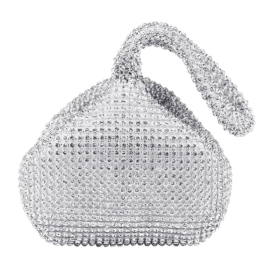 Clutch-Pochette mit silbernem Strass