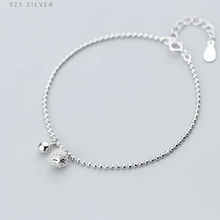 Bracciale a catena con perline in argento Sterling 925, catena con zirconi trasparenti abbaglianti per donna