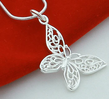Collana in argento sterling 925 con ciondolo a farfalla, catena a serpente da 18/20/22/24/28/30 pollici, per gioielli da donna, per matrimonio e fidanzamento.