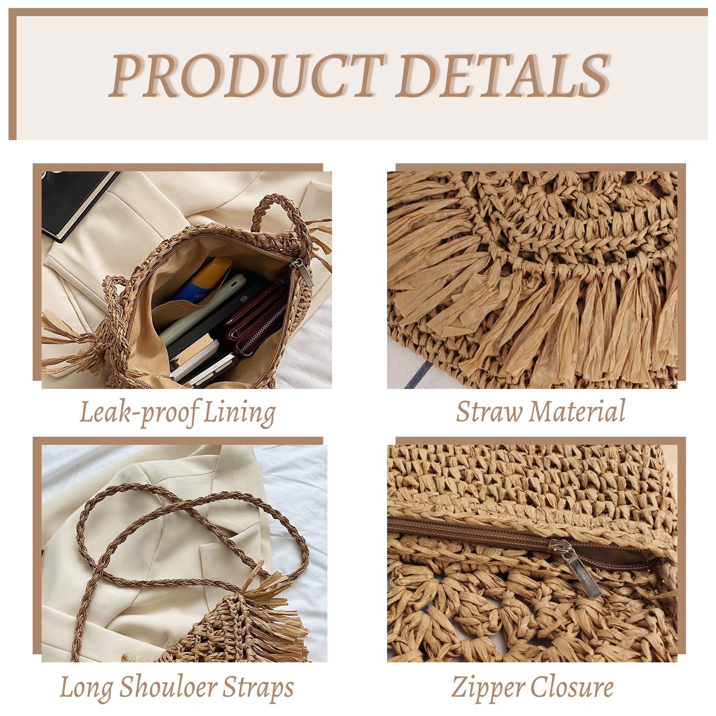 Women's Straw Bag with Tassel