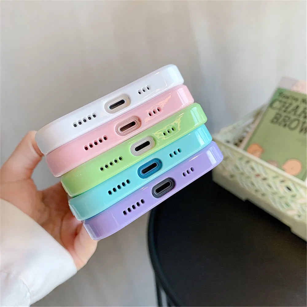Custodia antiurto in silicone Candy per iPhone 15 14 11 12 13 Pro Max X XS XR 8 7 Plus Cover posteriore trasparente