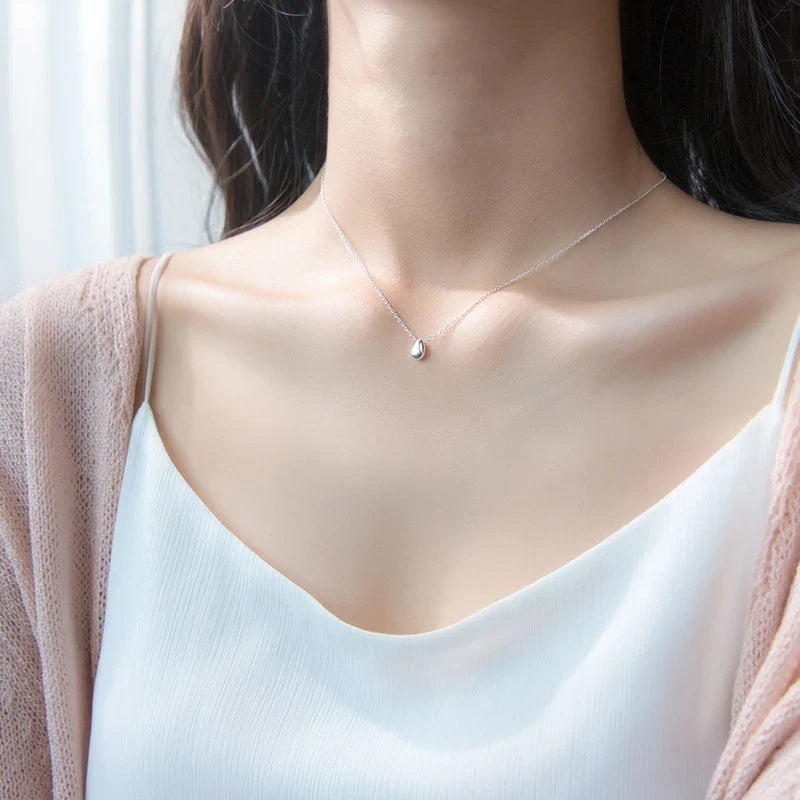 925 Sterling Silver Water drop Simple Fashion Necklace for Women