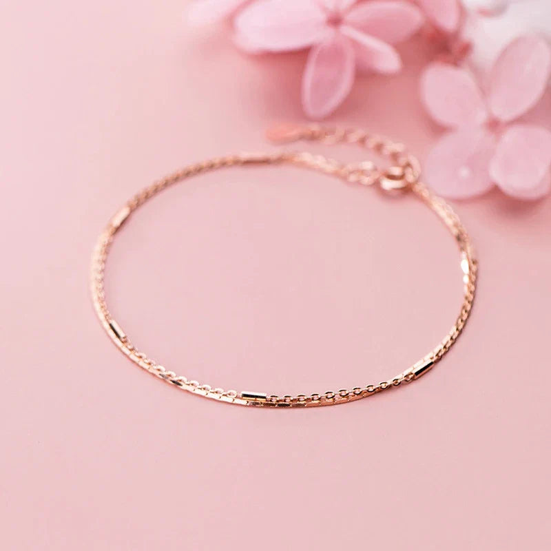 Bracciale da donna in argento sterling 925, semplice e geometrico, gioielli raffinati