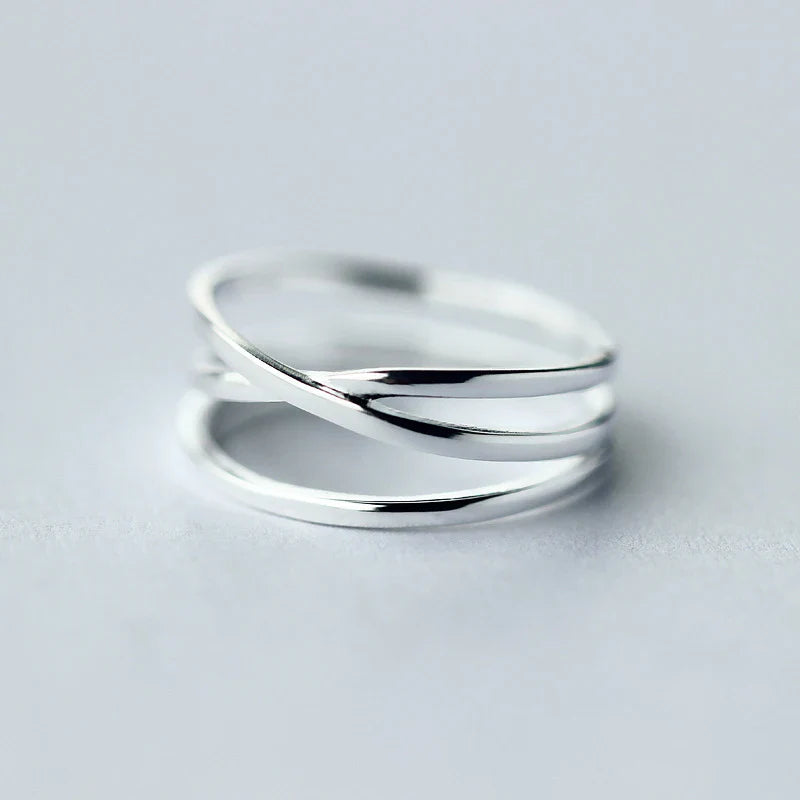925 Sterling Silber Schlichter Kreuz-Fingerring für Damen