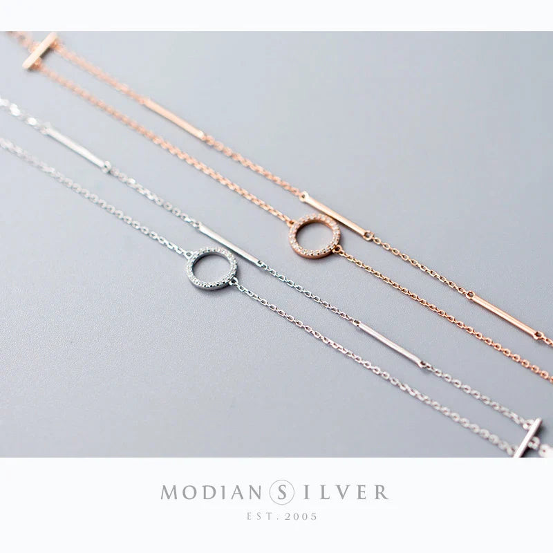 Catena a maglie regolabile in argento sterling 925, design raffinato e originale per le donne