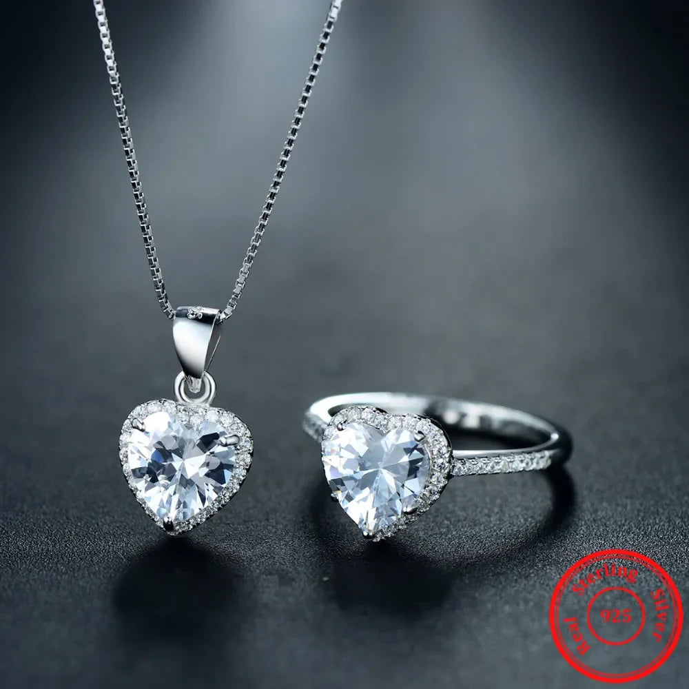 925 Sterling Silber Sets Ring &amp; Halskette Natürlichen Kristall Anhänger Für Frauen