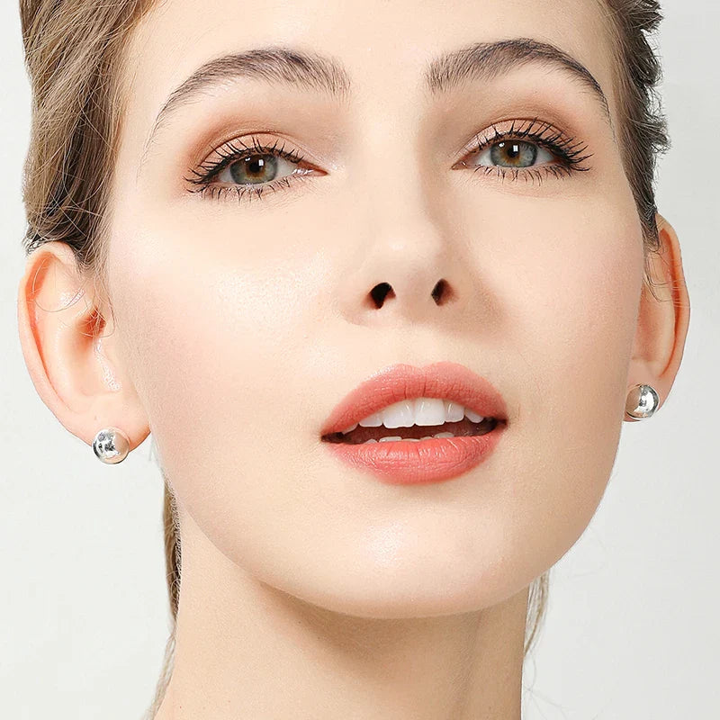 Orecchini in argento sterling 925 da 8/10/12 mm, rotondi, lisci, con perline solide, per gioielli da donna, per matrimoni, fidanzamenti e feste