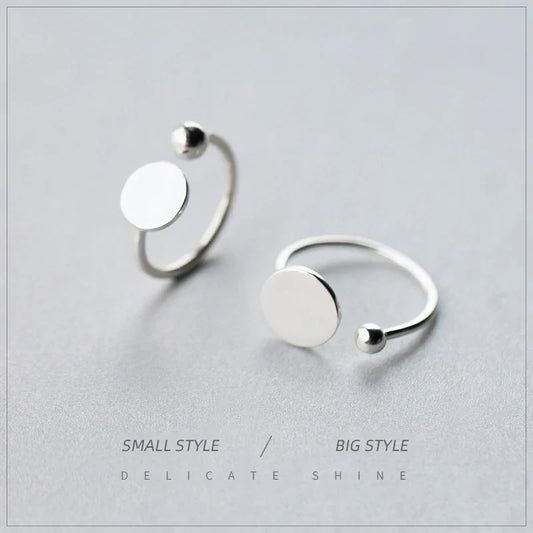 Anello con perline luminose a disco geometrico per donna, classico in argento sterling 925