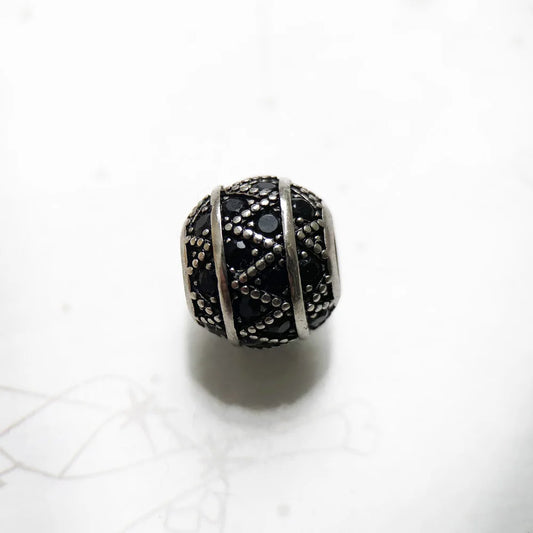 Beads Nero Zig Zag Micro Pave Ball Charm For Women DIY Fine Jewelry Making Silver Sterling Europe Fashion Gift