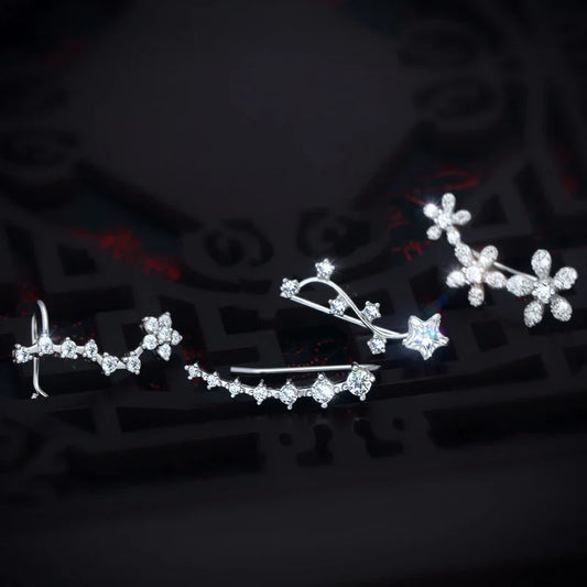 Orecchini a clip di lusso per donna, orecchini in argento sterling 925 con zirconi abbaglianti