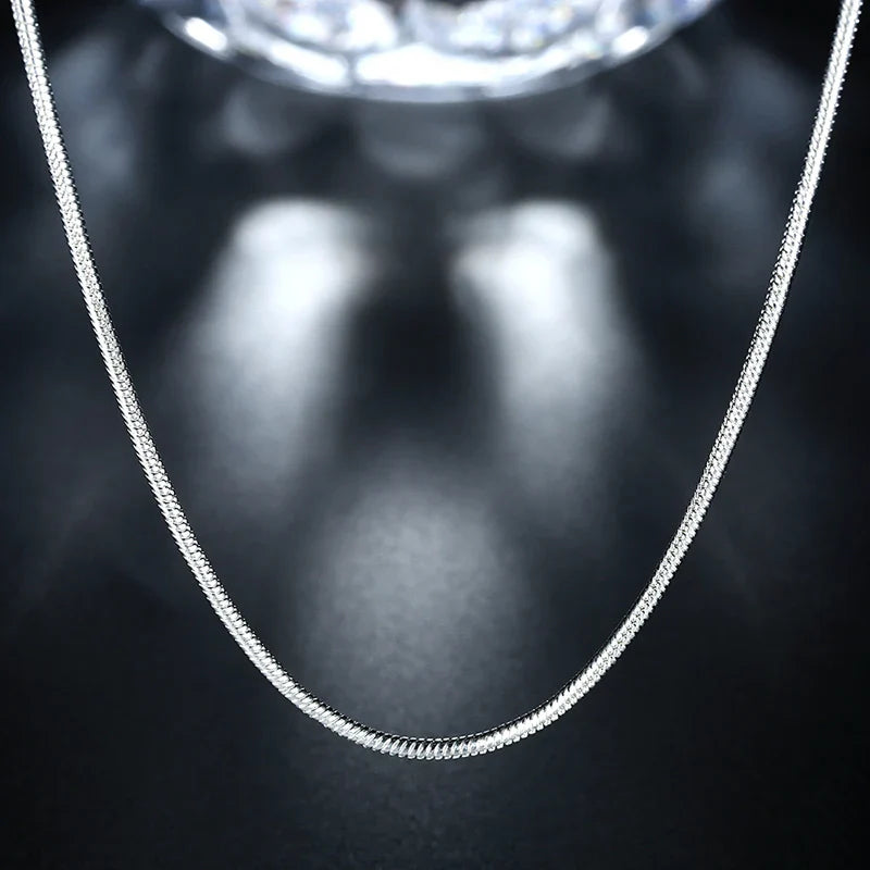 2mm Snake Chain Necklace,2017 Brand New  Glam Fashion Jewelry Europe Style Soul 925 Sterling Silver Bijoux Gift For Men Women
