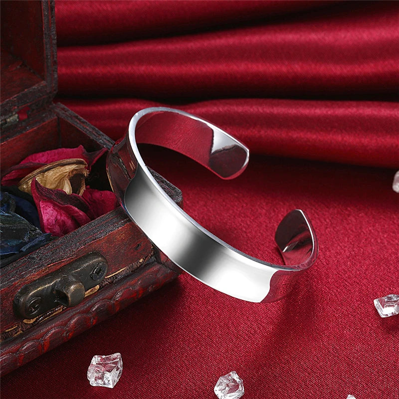 Armband 925 Sterling Silber Rund Glatt 12mm Verstellbare Armreifen Für Frau Mode Hochzeit Verlobungsfeier Schmuck