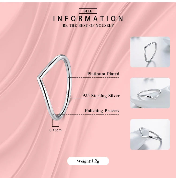 925 Sterling Silber Schlichter, modischer, geometrischer Ring für Damen
