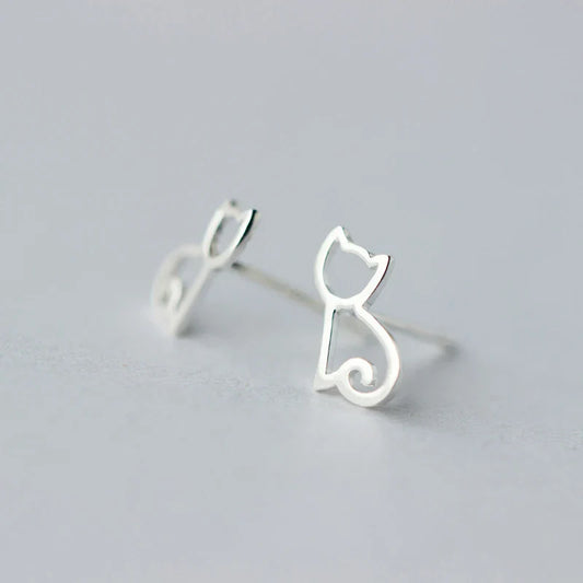 Ohrstecker aus 925er Sterlingsilber mit Katzenmotiv für Damen