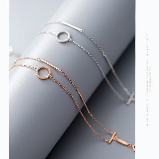 Catena a maglie regolabile in argento sterling 925, design raffinato e originale per le donne