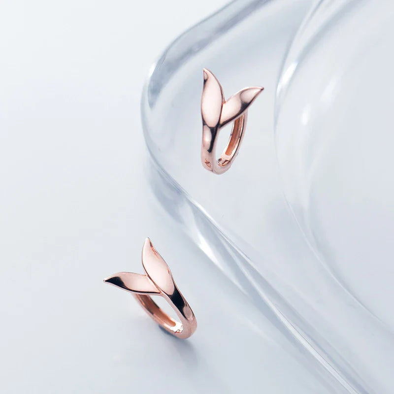 Eleganti orecchini a cerchio con coda di volpe per donna, veri gioielli da sirena in argento sterling 925