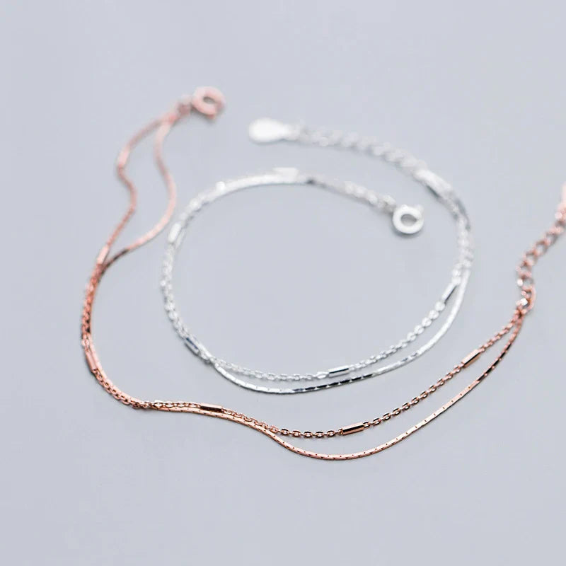 Bracciale da donna in argento sterling 925, semplice e geometrico, gioielli raffinati