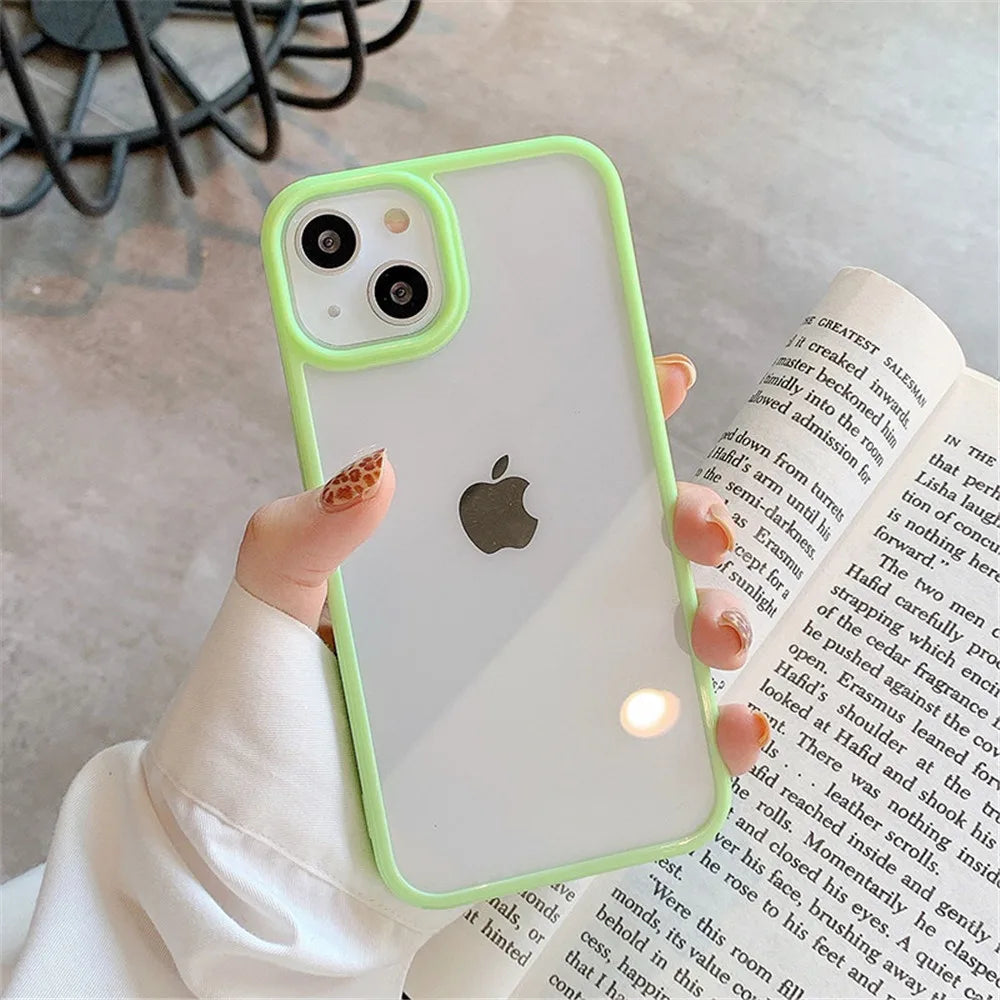 Custodia antiurto in silicone Candy per iPhone 15 14 11 12 13 Pro Max X XS XR 8 7 Plus Cover posteriore trasparente