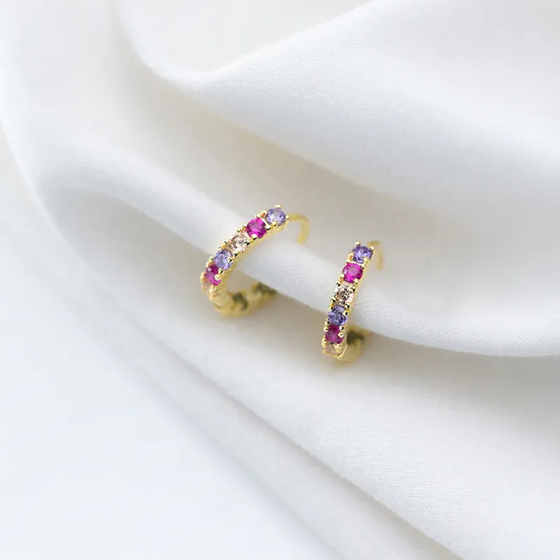 925 Sterling Silber Gold Farbe Geometrische Creolen für Frauen