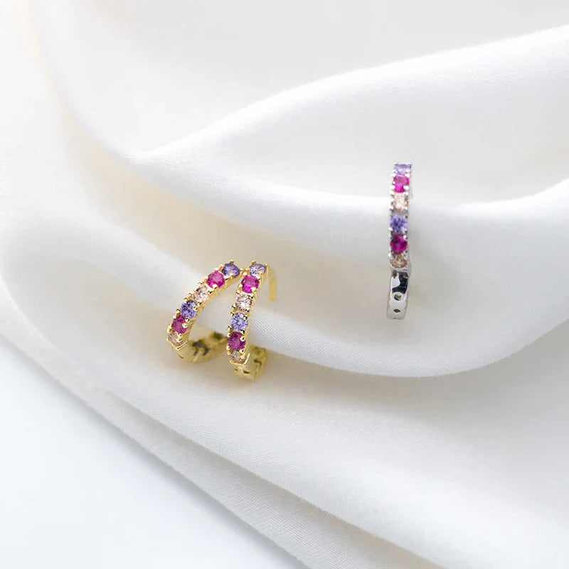 925 Sterling Silber Gold Farbe Geometrische Creolen für Frauen