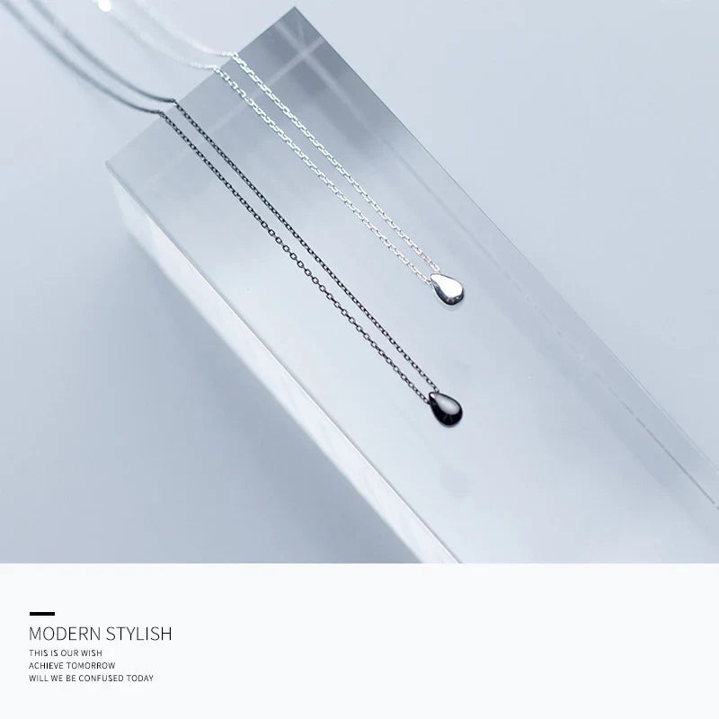 925 Sterling Silver Water drop Simple Fashion Necklace for Women