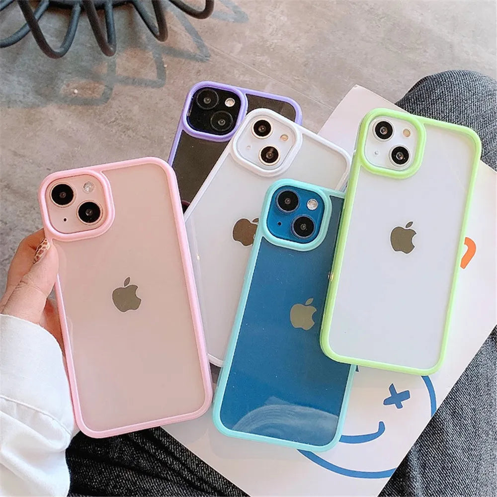Custodia antiurto in silicone Candy per iPhone 15 14 11 12 13 Pro Max X XS XR 8 7 Plus Cover posteriore trasparente