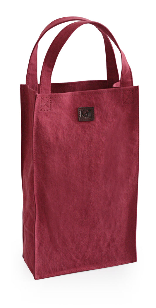 K0017XB | Borsa Porta Doppia Bottiglia Luxury in Canvas/ Vera Pelle